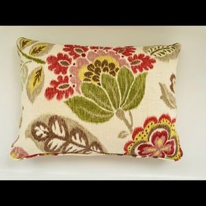 Throw Pillow Green Rose Tan Feather
